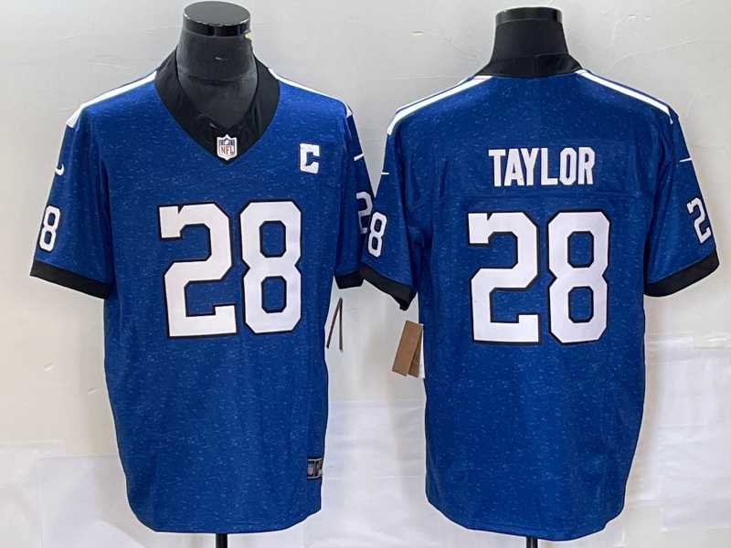 Mens Indianapolis Colts #28 Jonathan Taylor Royal 2023 FUSE Indiana Nights Limited Stitched Jersey->indianapolis colts->NFL Jersey